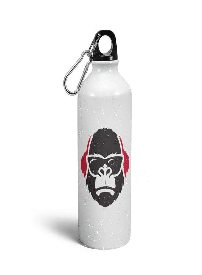 Prink Gorilla With Headphones Sipper Bottles | Gorilla With Swag Sipper Bottles | Funky Printed Water Bottles | Gorilla Bottles | Printed Aluminium Water Bottle for Boys, Gym, Sports |600ml - Image 1